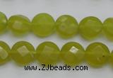CKA266 15.5 inches 12mm faceted coin Korean jade gemstone beads