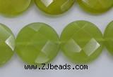 CKA267 15.5 inches 20mm faceted coin Korean jade gemstone beads