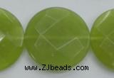 CKA268 15.5 inches 30mm faceted coin Korean jade gemstone beads