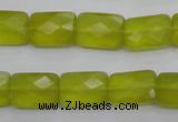 CKA280 15.5 inches 10*14mm faceted rectangle Korean jade gemstone beads