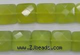 CKA286 15.5 inches 14*14mm faceted square Korean jade gemstone beads