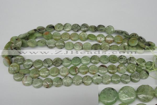 CKC254 15.5 inches 12mm flat round natural green kyanite beads