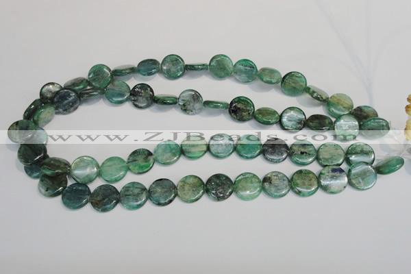 CKC60 15.5 inches 14mm flat round natural green kyanite beads