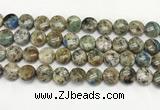 CKJ486 15.5 inches 10mm flat round natural k2 jasper beads