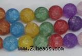 CKQ04 15.5 inches 10mm round matte dyed crackle quartz beads