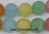 CKQ07 15.5 inches 16mm round matte dyed crackle quartz beads