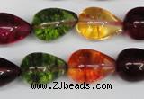 CKQ110 15.5 inches 12*18mm teardrop dyed crackle quartz beads