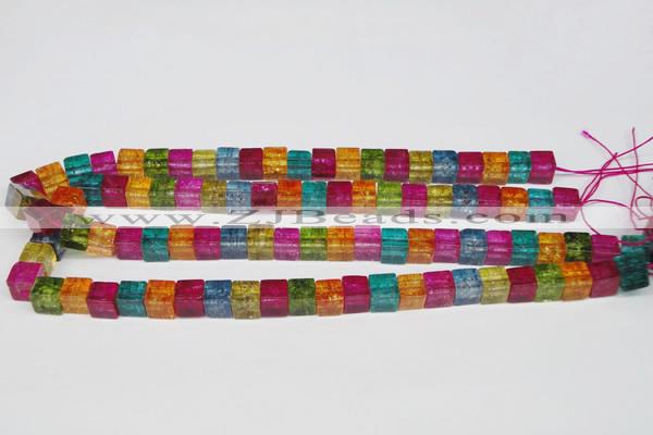CKQ115 15.5 inches 8*8mm cube dyed crackle quartz beads