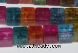 CKQ116 15.5 inches 10*10mm cube dyed crackle quartz beads