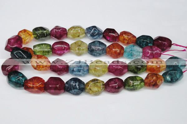 CKQ118 15.5 inches 15*20mm nuggets dyed crackle quartz beads