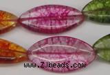 CKQ124 15.5 inches 15*30mm marquise dyed crackle quartz beads