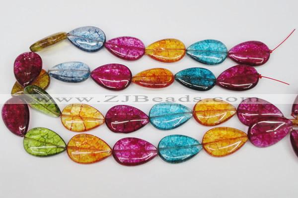CKQ125 15.5 inches 18*25mm flat teardrop dyed crackle quartz beads