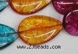 CKQ127 15.5 inches 30*40mm flat teardrop dyed crackle quartz beads