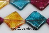 CKQ132 15.5 inches 20*20mm diamond dyed crackle quartz beads