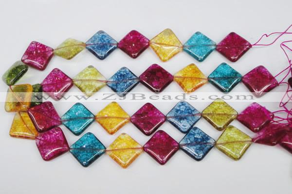 CKQ132 15.5 inches 20*20mm diamond dyed crackle quartz beads