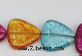 CKQ135 15.5 inches 20*20mm triangle dyed crackle quartz beads