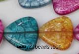 CKQ136 15.5 inches 25*25mm triangle dyed crackle quartz beads