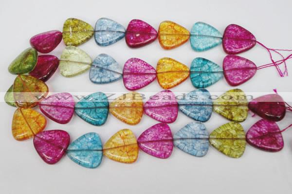 CKQ136 15.5 inches 25*25mm triangle dyed crackle quartz beads