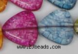 CKQ137 15.5 inches 30*30mm triangle dyed crackle quartz beads