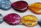 CKQ139 15.5 inches 18*25mm twisted oval dyed crackle quartz beads