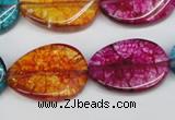 CKQ140 15.5 inches 20*30mm twisted oval dyed crackle quartz beads