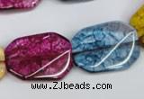 CKQ143 15.5 inches 20*30mm twisted rectangle dyed crackle quartz beads