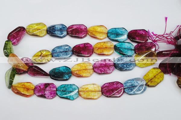 CKQ143 15.5 inches 20*30mm twisted rectangle dyed crackle quartz beads