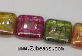 CKQ155 15.5 inches 20*20mm square AB-color crackle quartz beads