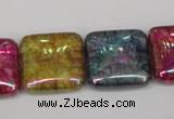 CKQ156 15.5 inches 25*25mm square AB-color crackle quartz beads