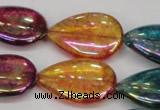 CKQ158 15.5 inches 18*25mm flat teardrop AB-color crackle quartz beads