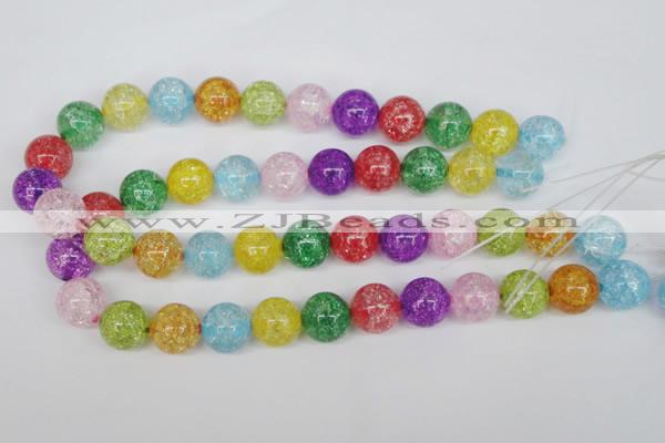 CKQ16 15.5 inches 14mm round dyed crackle quartz beads wholesale