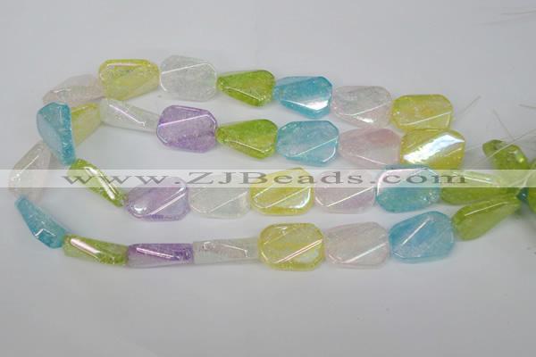 CKQ165 15.5 inches 20*30mm twisted rectangle AB-color crackle quartz beads