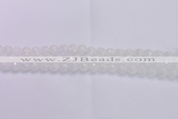 CKQ344 15.5 inches 8mm faceted round dyed crackle quartz beads