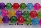 CKQ350 15.5 inches 6mm faceted round dyed crackle quartz beads