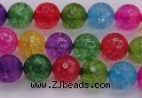 CKQ351 15.5 inches 8mm faceted round dyed crackle quartz beads