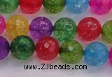 CKQ352 15.5 inches 10mm faceted round dyed crackle quartz beads