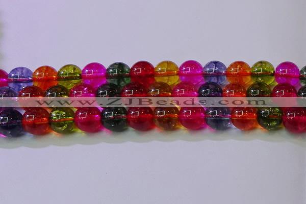 CKQ394 15.5 inches 12mm round dyed crackle quartz beads