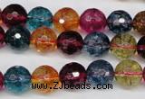 CKQ43 15.5 inches 10mm faceted round dyed crackle quartz beads