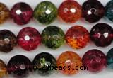 CKQ44 15.5 inches 12mm faceted round dyed crackle quartz beads