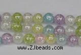 CKQ61 15.5 inches 6mm round AB-color dyed crackle quartz beads