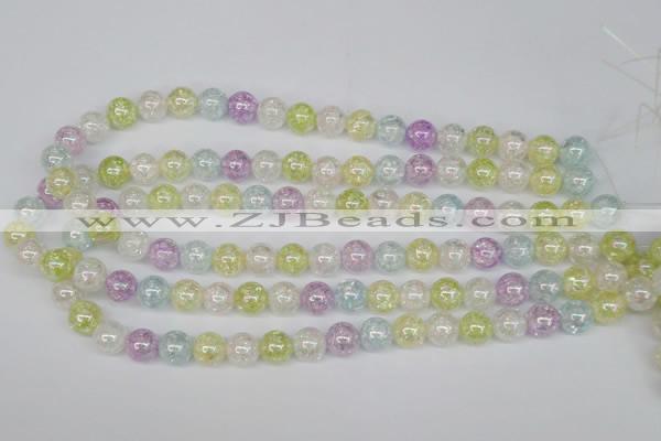 CKQ63 15.5 inches 10mm round AB-color dyed crackle quartz beads
