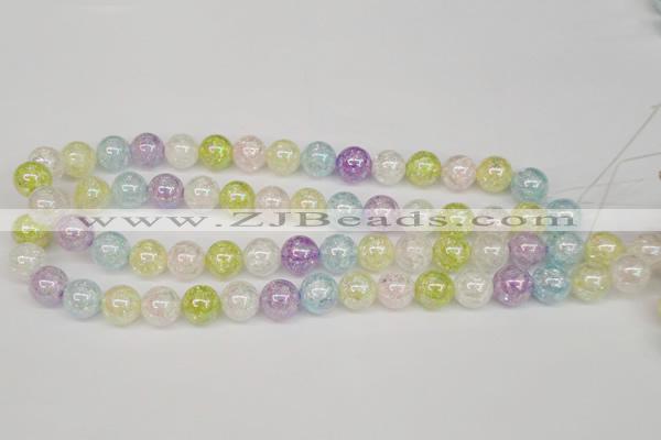 CKQ65 15.5 inches 14mm round AB-color dyed crackle quartz beads