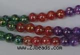 CKQ71 15.5 inches 6mm round AB-color dyed crackle quartz beads