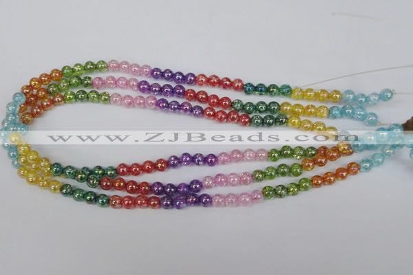 CKQ71 15.5 inches 6mm round AB-color dyed crackle quartz beads