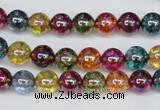 CKQ82 15.5 inches 8mm round AB-color dyed crackle quartz beads