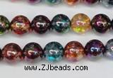 CKQ83 15.5 inches 10mm round AB-color dyed crackle quartz beads