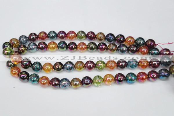 CKQ85 15.5 inches 14mm round AB-color dyed crackle quartz beads