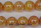 CKQ95 15.5 inches 14mm round AB-color dyed crackle quartz beads