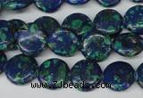 CLA412 15.5 inches 14mm flat round synthetic lapis lazuli beads