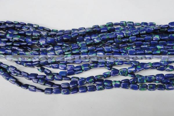 CLA425 15.5 inches 6*8mm rectangle synthetic lapis lazuli beads